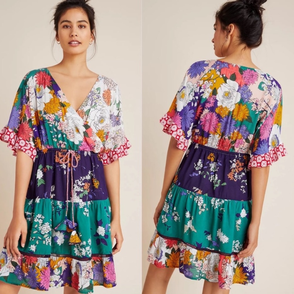 Anthropologie Nettie Tiered Mini Dress